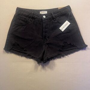 PacSun High Rise Festival Denim Shorts Size 27 NWT Fitted Waist Distressed
